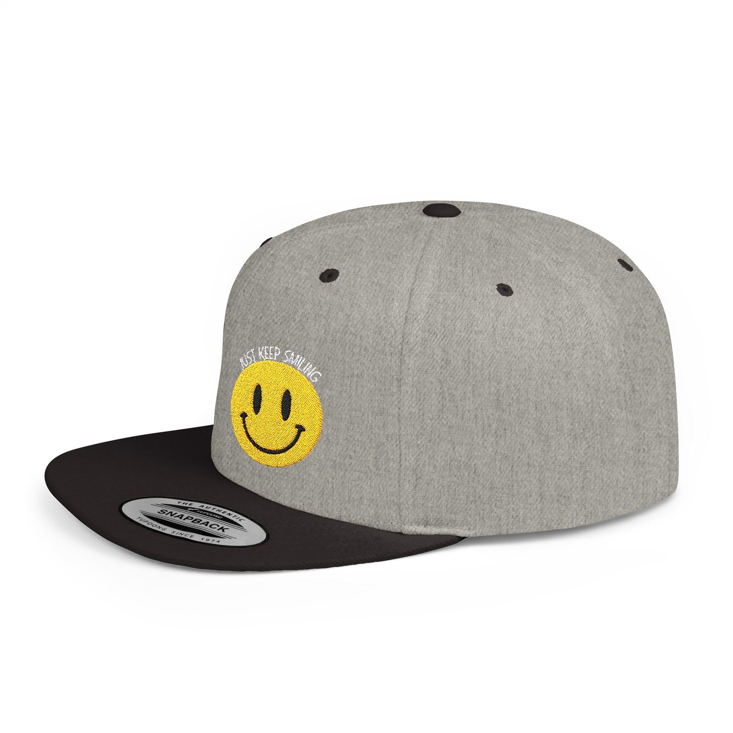 Keep Smiling Flat Bill Snapback