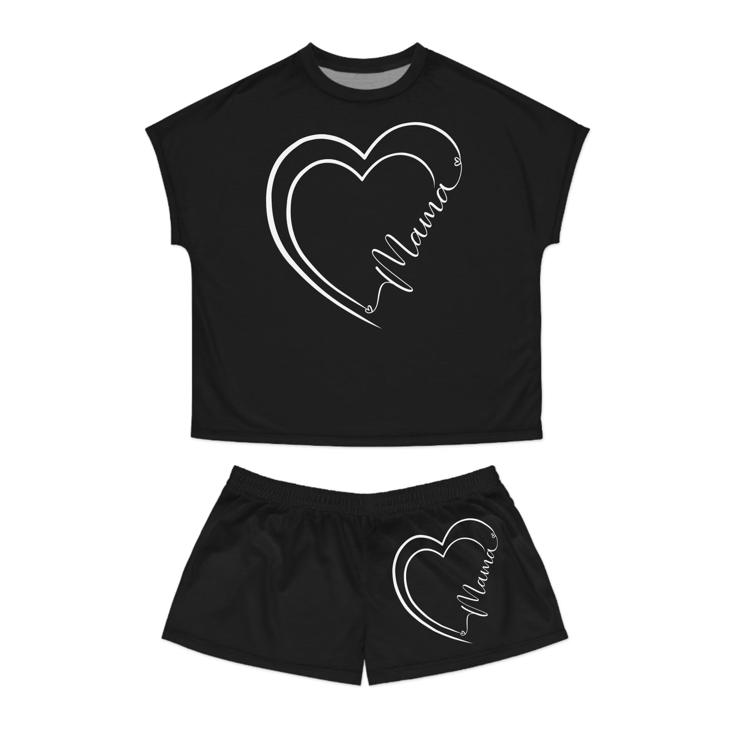 Mama in heart Women's Short Pajama Set Black