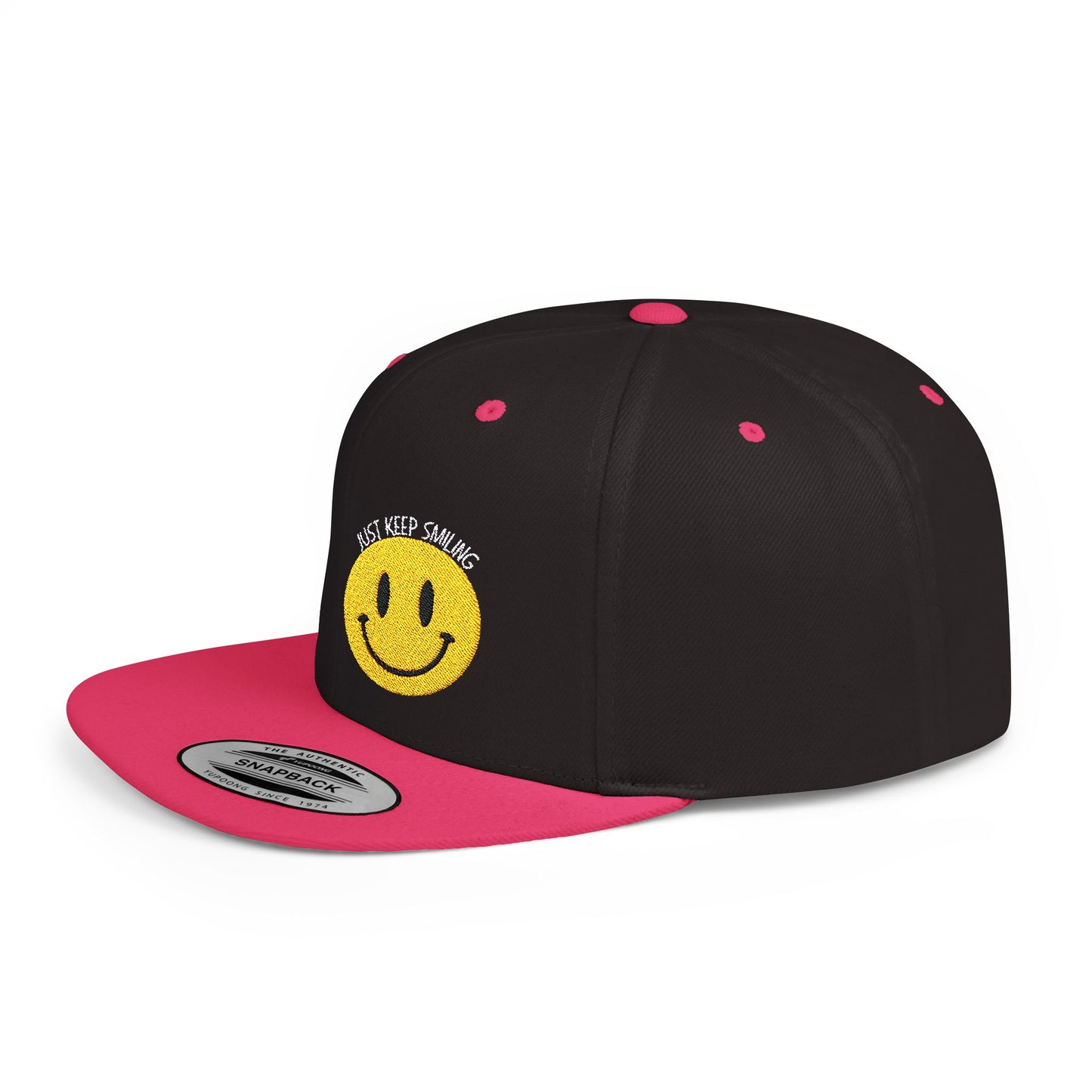 Keep Smiling Flat Bill Snapback