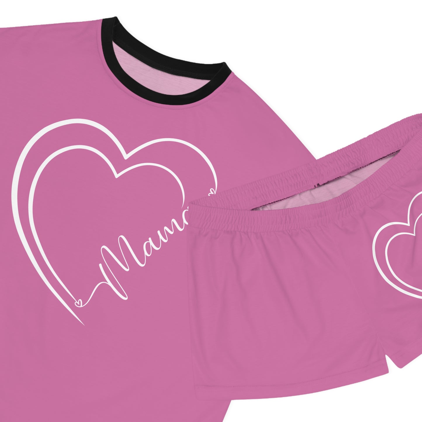 Mama heart Women's Short Pajama Set pink