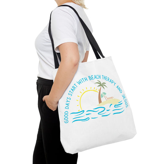 Beach Therapy and Jesus Tote Bag (AOP)