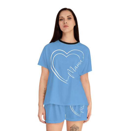 Mama in heart Women's Short Pajama Set Blue