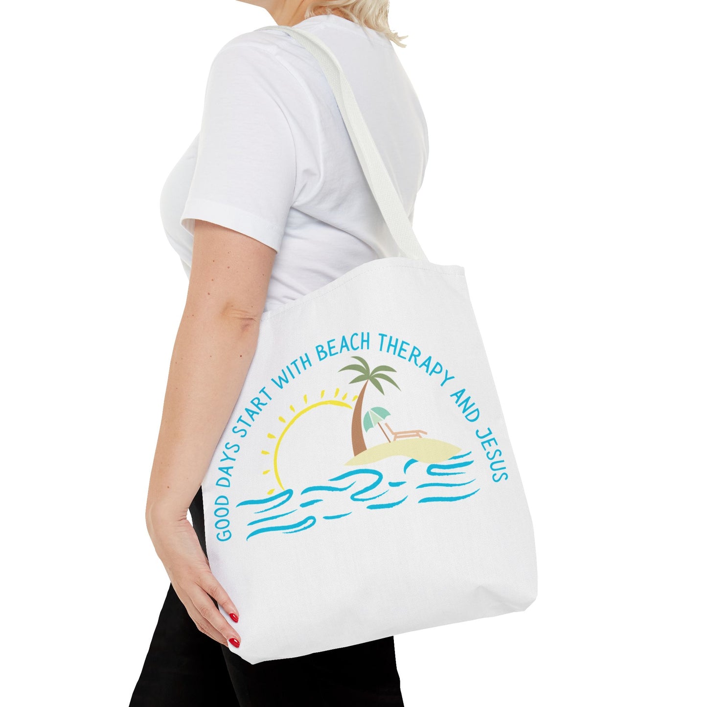 Beach Therapy and Jesus Tote Bag (AOP)