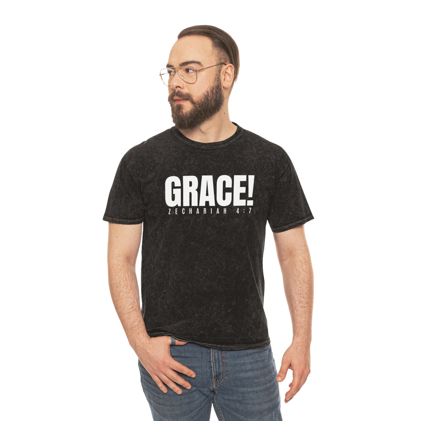 GRACE! (Zechariah 4:7) Unisex Mineral Wash T-Shirt - Wear it Boldly to Say it Loudly!