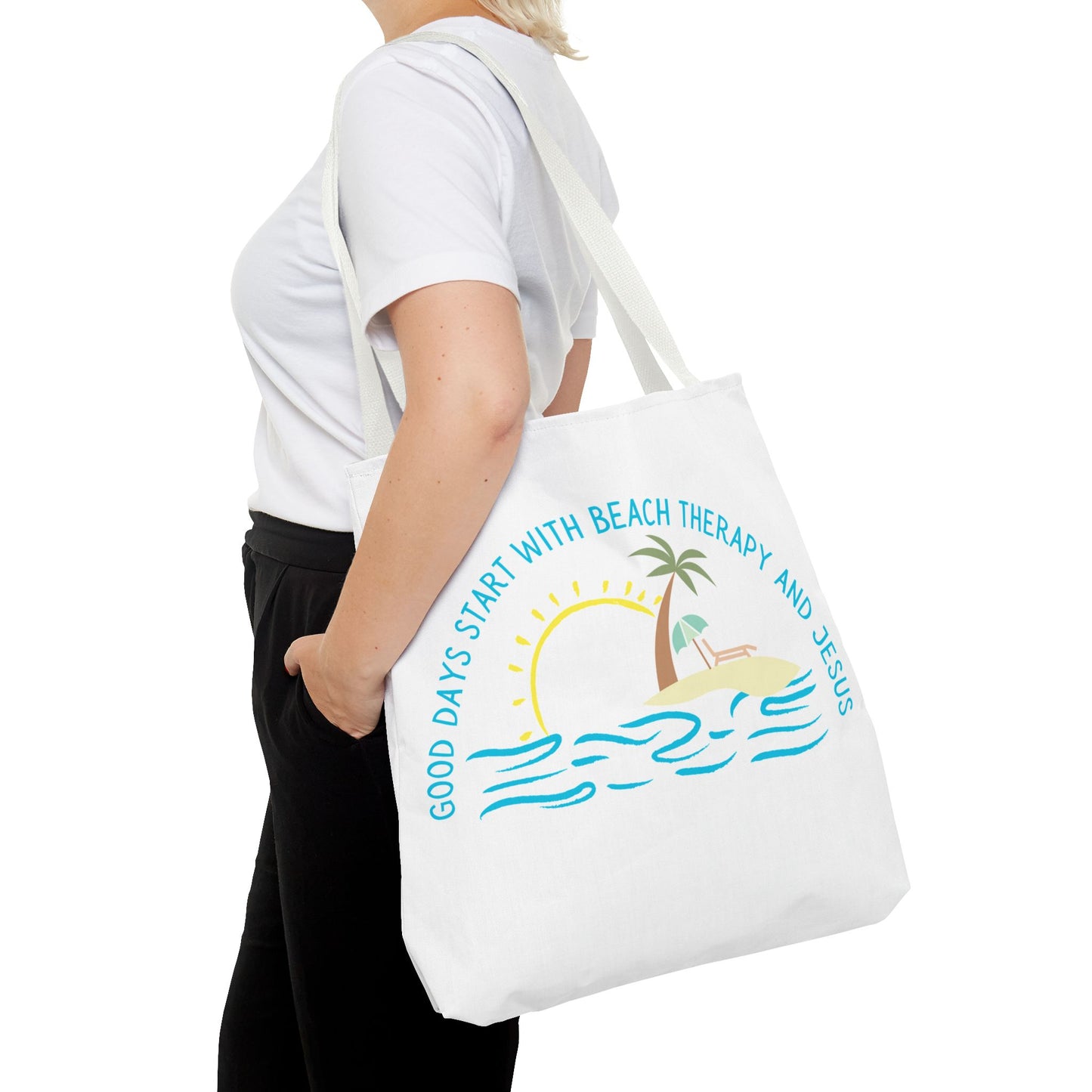 Beach Therapy and Jesus Tote Bag (AOP)