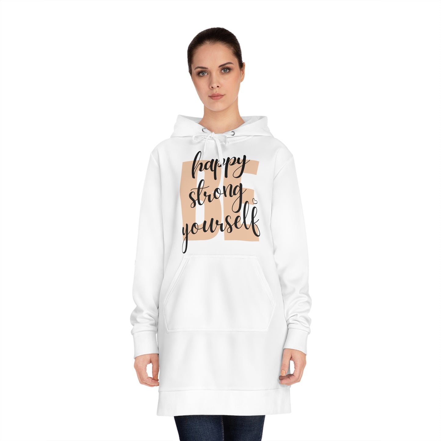 "BE" Women's Hoodie Dress white - Wear it Boldly to Say it Loudly!