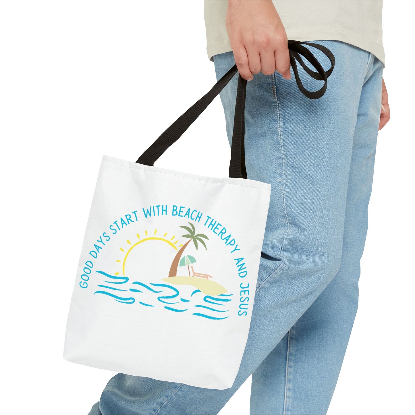 Beach Therapy and Jesus Tote Bag (AOP)