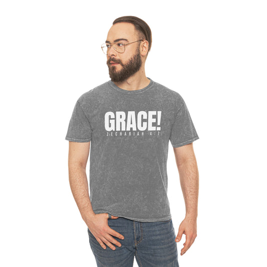 GRACE! (Zechariah 4:7) Unisex Mineral Wash T-Shirt - Wear it Boldly to Say it Loudly!