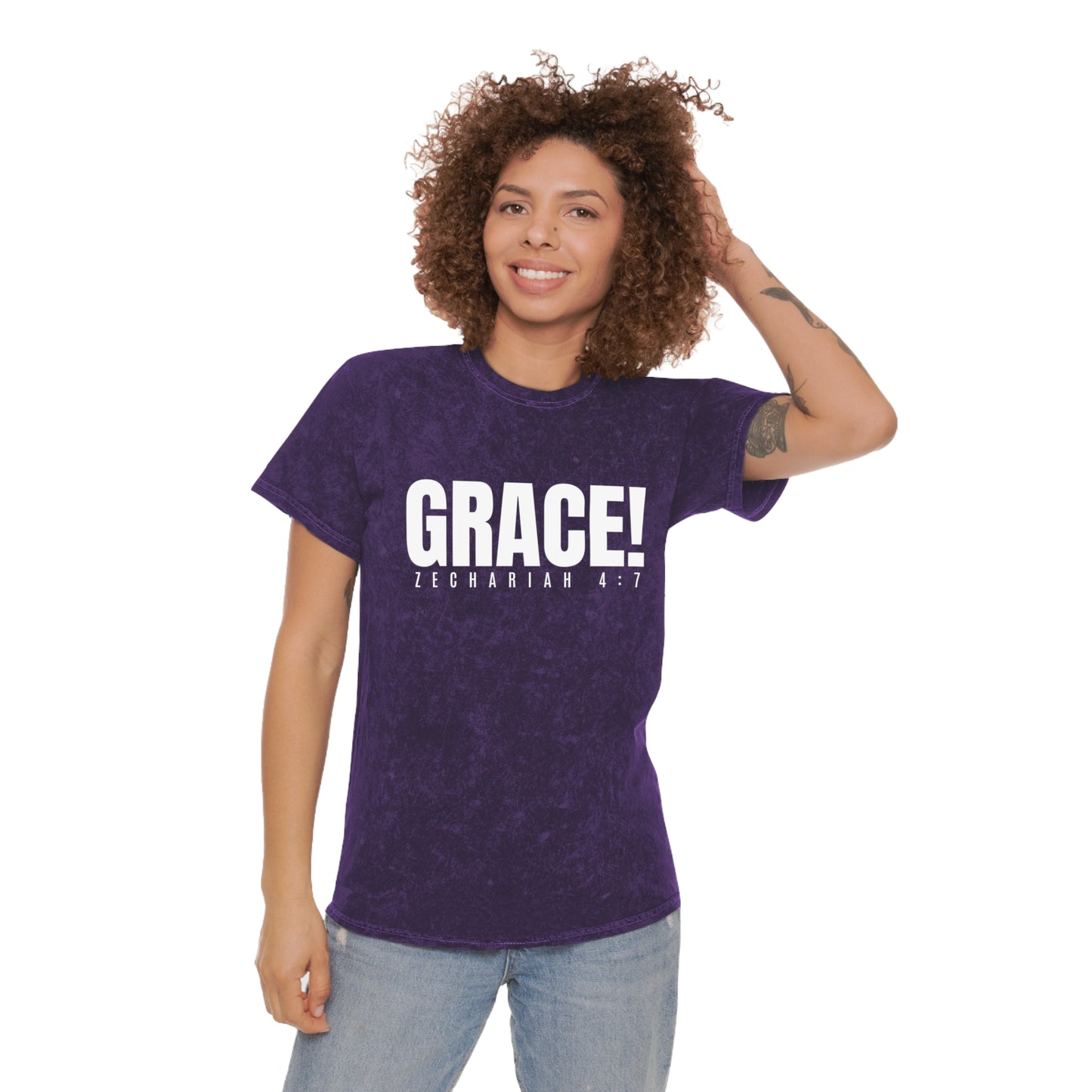 GRACE! (Zechariah 4:7) Unisex Mineral Wash T-Shirt - Wear it Boldly to Say it Loudly!