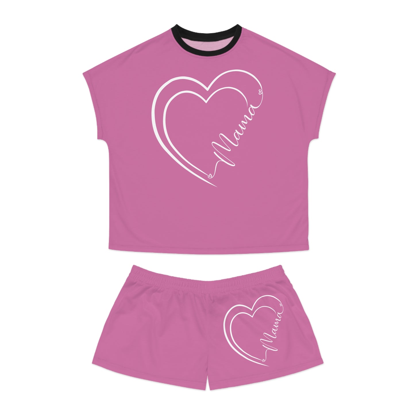 Mama heart Women's Short Pajama Set pink