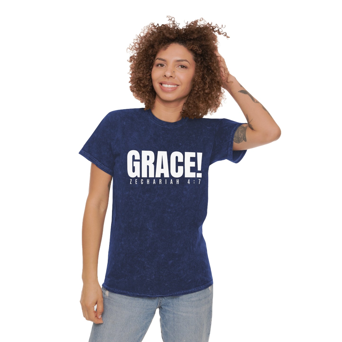 GRACE! (Zechariah 4:7) Unisex Mineral Wash T-Shirt - Wear it Boldly to Say it Loudly!