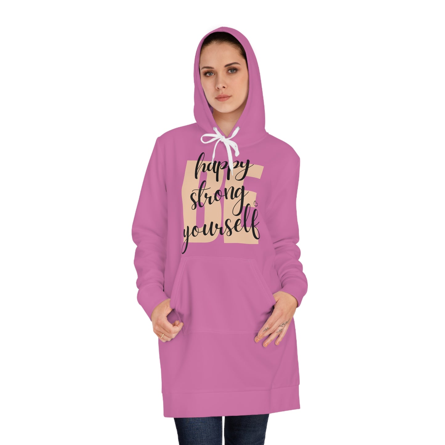 "BE" Women's Hoodie Dress pink - Wear it Boldly to Say it Loudly!