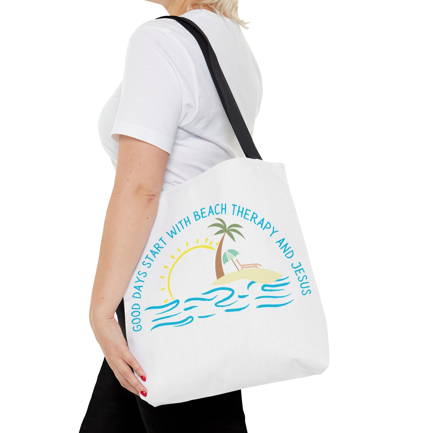 Beach Therapy and Jesus Tote Bag (AOP)