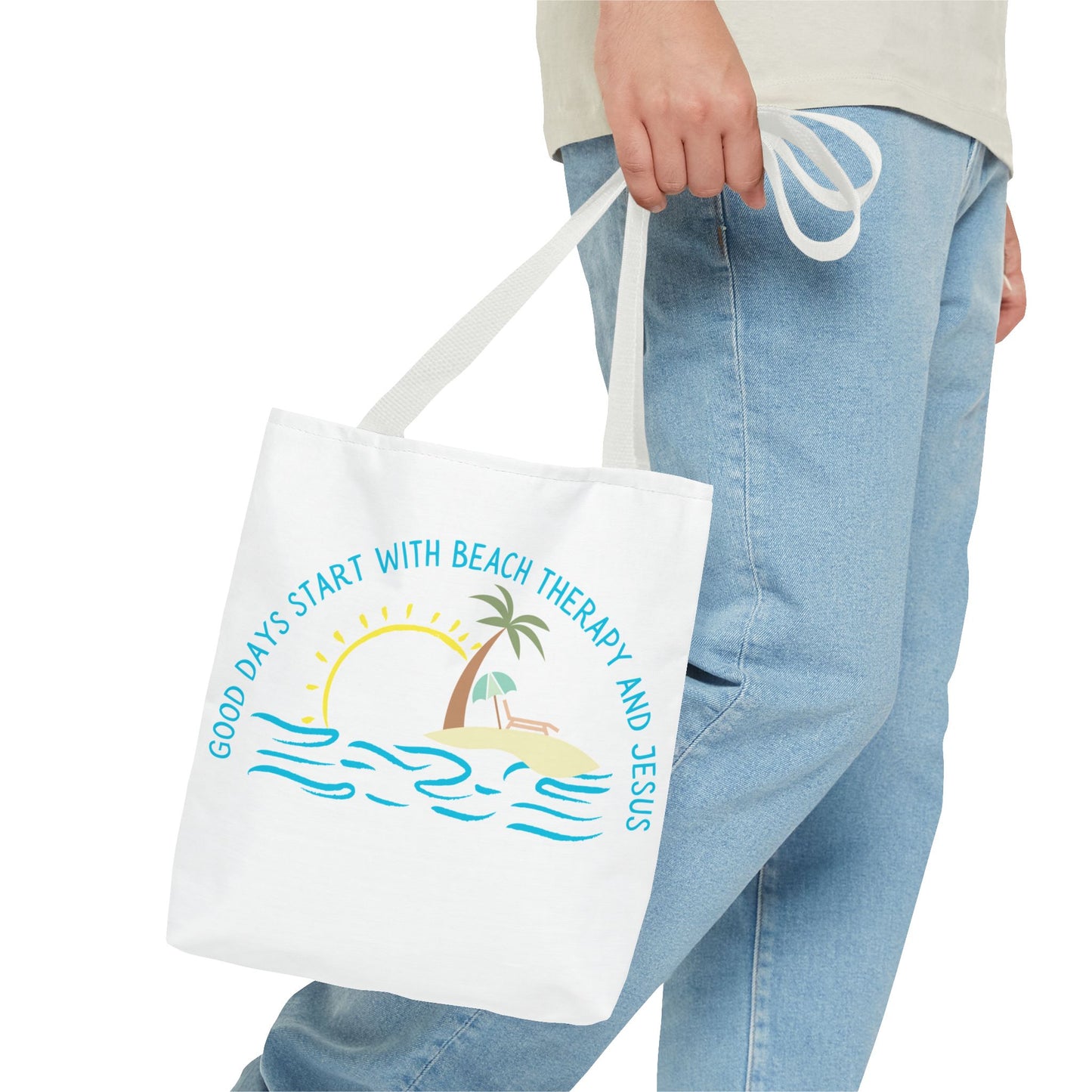 Beach Therapy and Jesus Tote Bag (AOP)